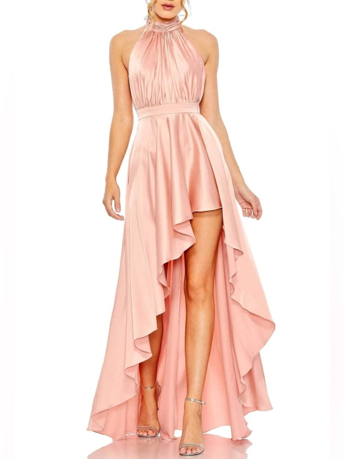Ieena Duggal High Neck Sleeveless Shiny Dress 49664 Nwt Size 0 Rose